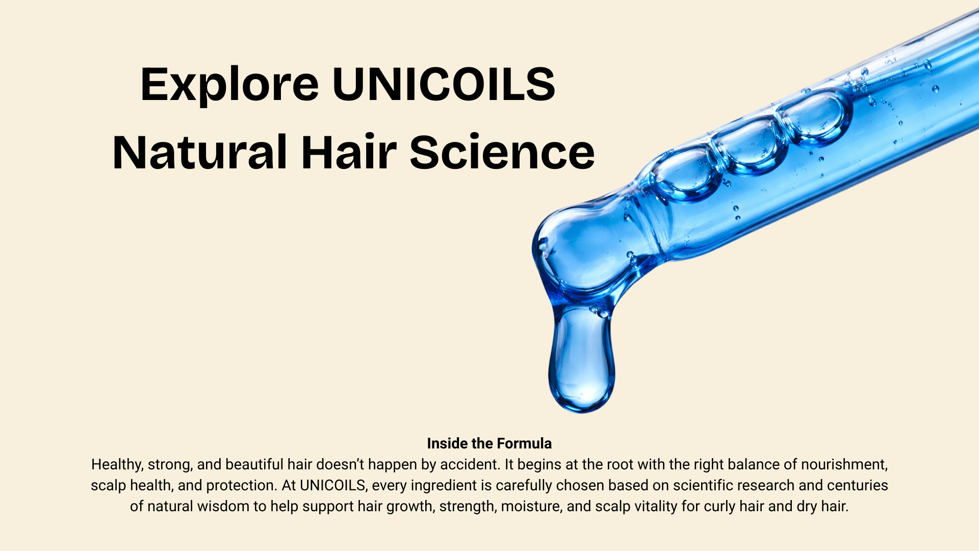 UNICOILS advertisement with blue liquid droplet and text on a beige background